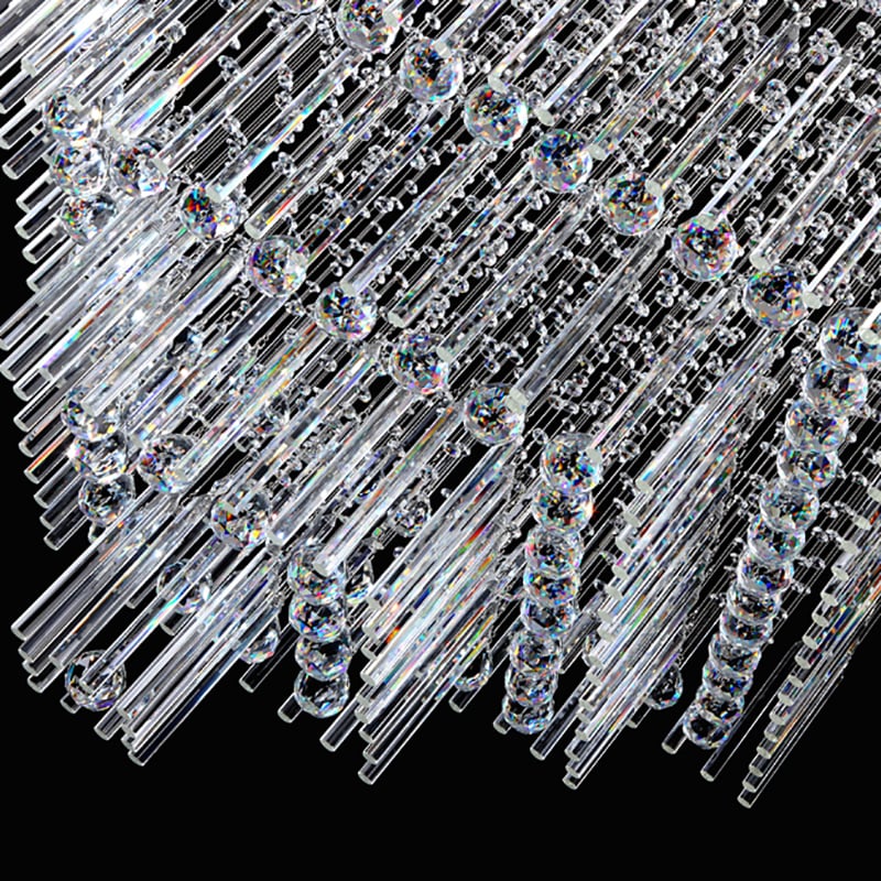 Spectacular 12-Light Square Clear Crystal Flush Mount Ceiling Light in Chrome window image