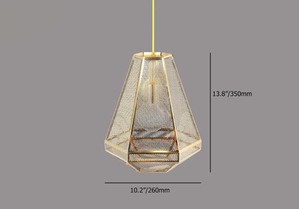 Modern 1-Light Pendant Light Mesh Shade in Gold weights dimensions image