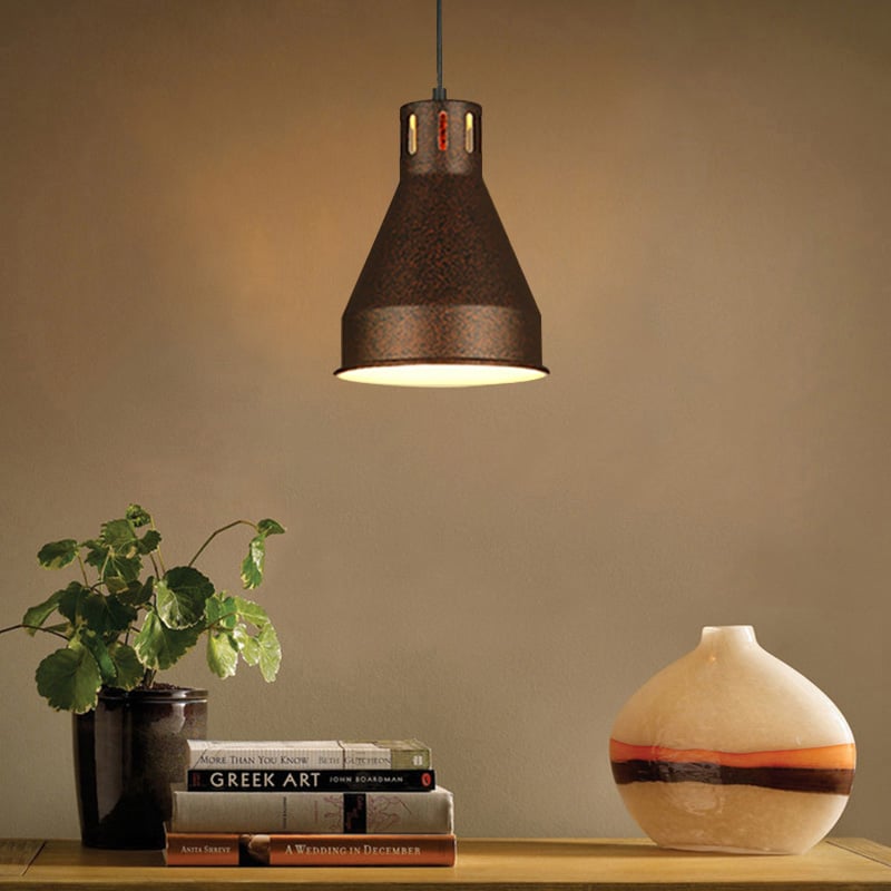 Industrial Loft Metal Single Pendant Light in Distressed Finish window image