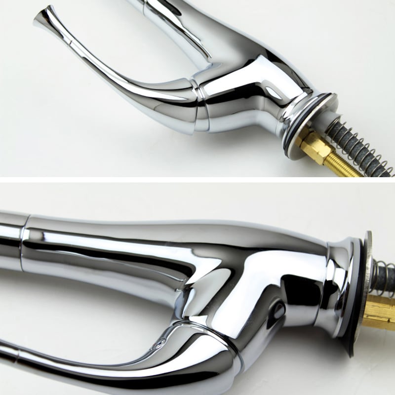 Peko Chrome Single Handle Pull-Down Spray Kitchen Faucet window image