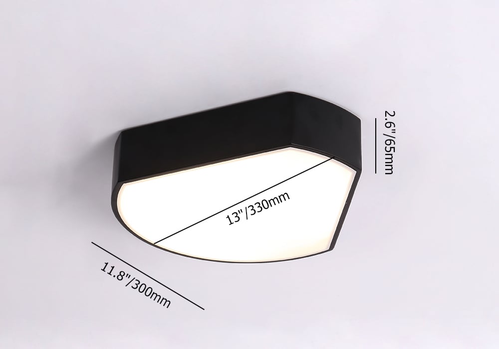 Modern LED Geometric Acrylic Shade Black Fan Metal Flush Mount Ceiling Light weights dimensions image