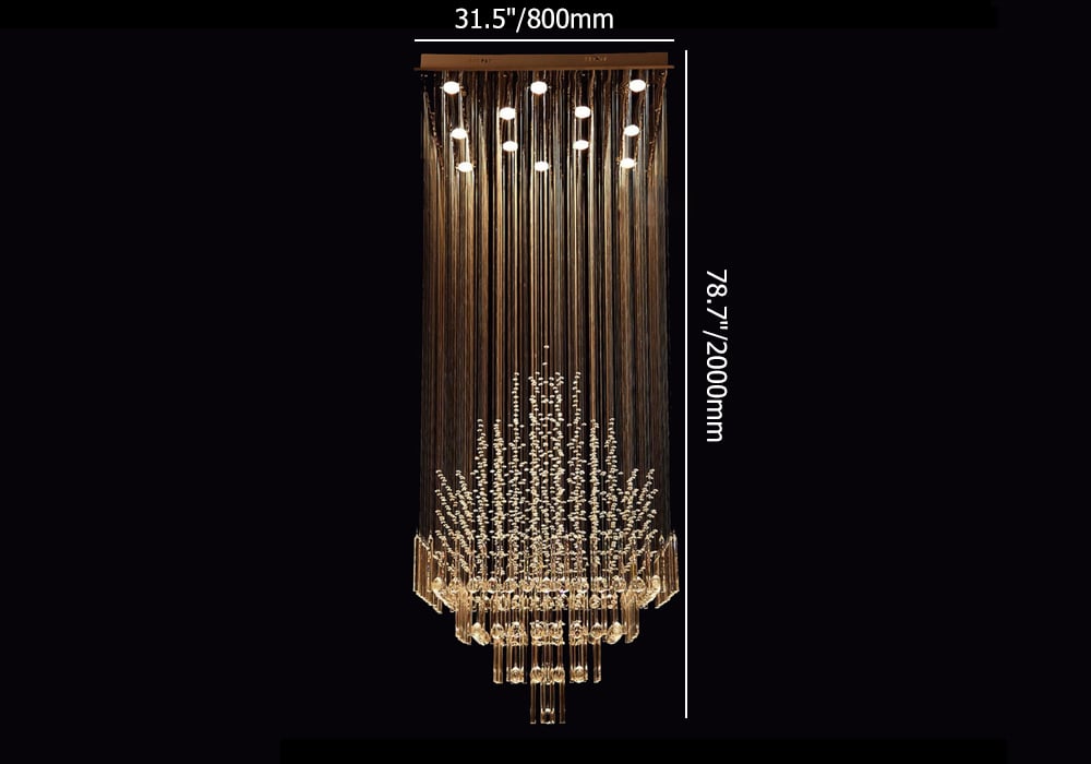 Spectacular 12-Light Square Clear Crystal Flush Mount Ceiling Light in Chrome weights dimensions image