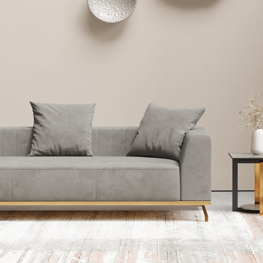 Sectionnel modulaire rembourré en velours moderne gris 3620mm pour canapé 5 places image de fenêtre