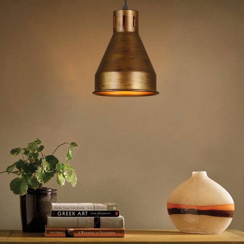 Retro Industrial Loft Metal Single Pendant Light in Distressed Finish window image