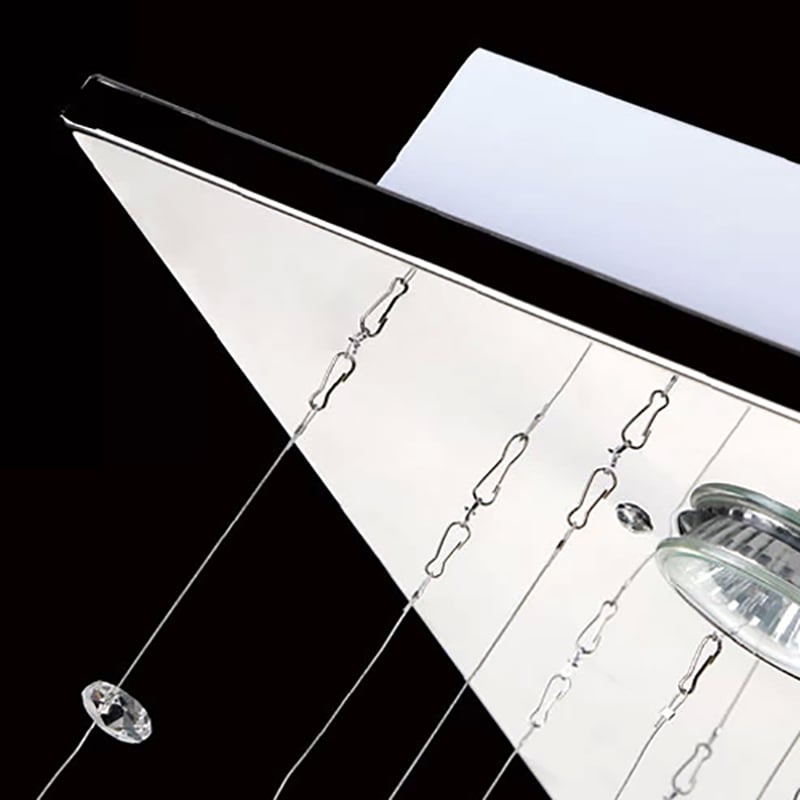 Spectacular 12-Light Square Clear Crystal Flush Mount Ceiling Light in Chrome window image