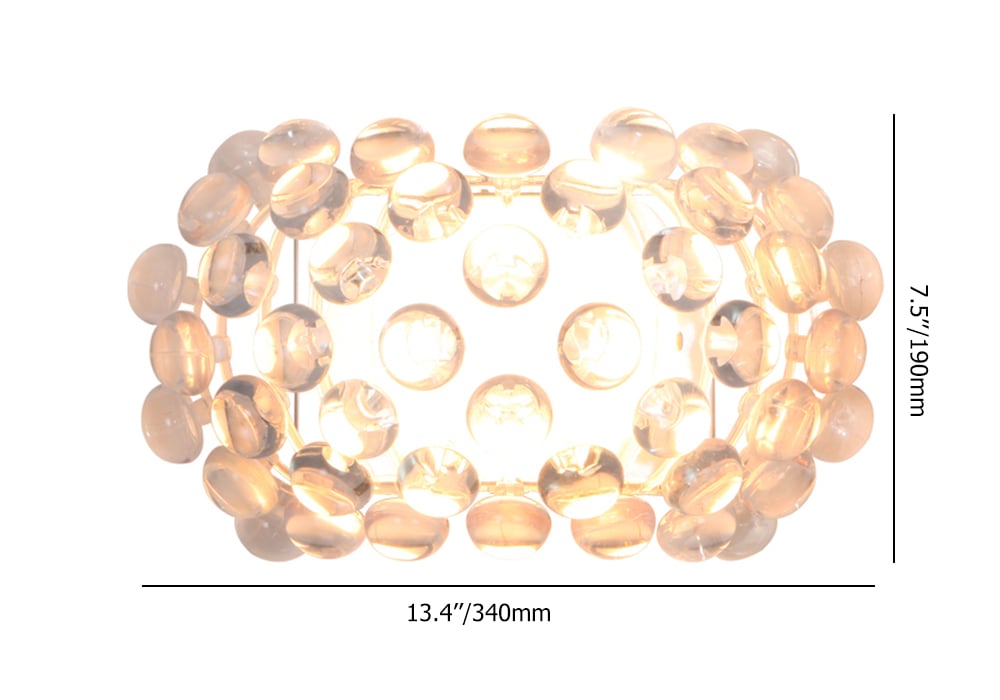 Bling Bling Silver 1-Light Wall Light with Clear Acrylic Beads weights dimensions image