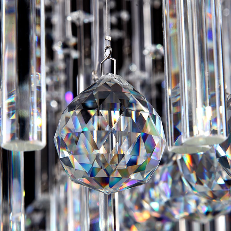 Spectacular 12-Light Square Clear Crystal Flush Mount Ceiling Light in Chrome window image