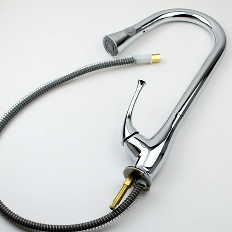 Peko Chrome Single Handle Pull-Down Spray Kitchen Faucet window image