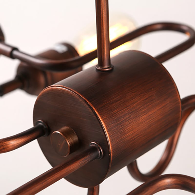 6-Light Retro Rust Semi Flush Mount Light with Bulbs window image