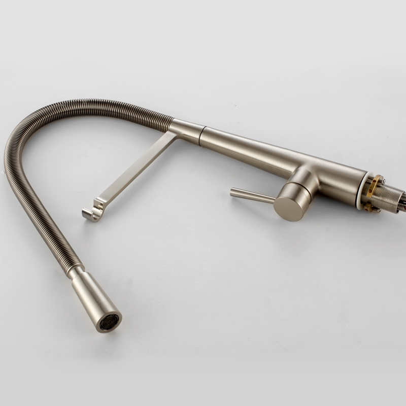 Opula Modern Swing Arm Brushed Nickel Kitchen Faucet window image