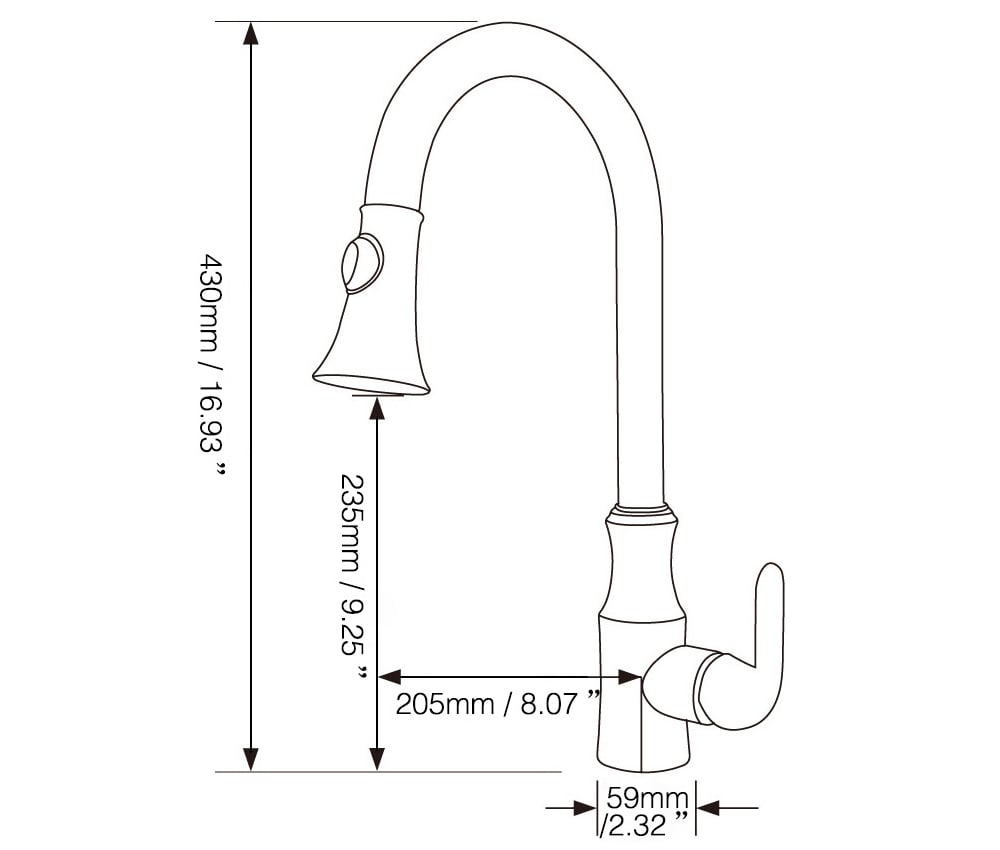 Ethan Contemporary Dual Pull-Out Sprayer 1-Hole Kitchen Faucet with Single Handle weights dimensions image