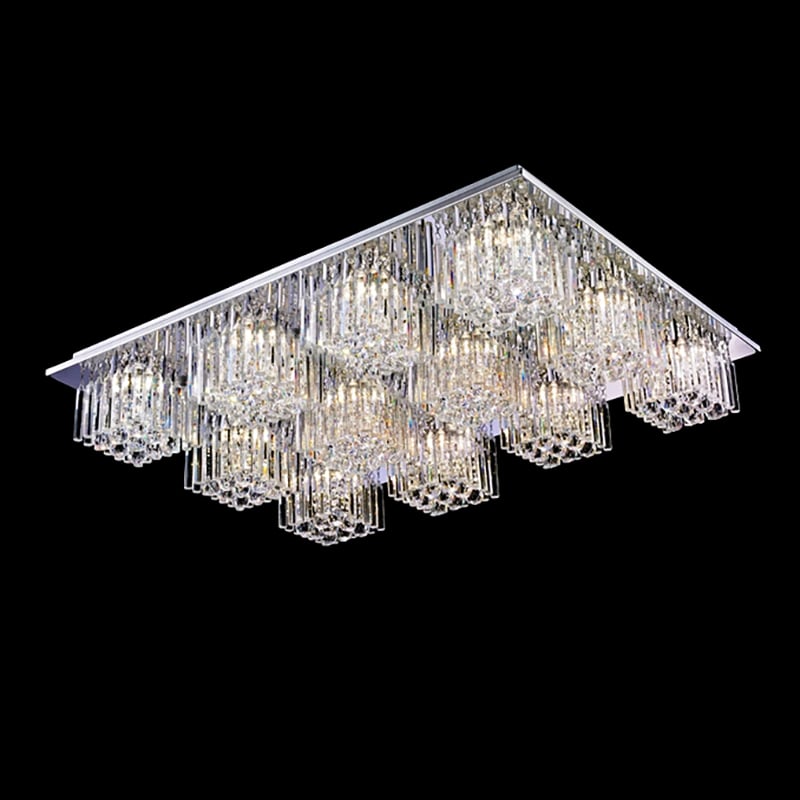 Rectangle Flush Mount Light with Clear Crystal Multiple Cubes window image