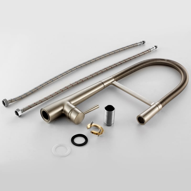 Opula Modern Swing Arm Brushed Nickel Kitchen Faucet window image