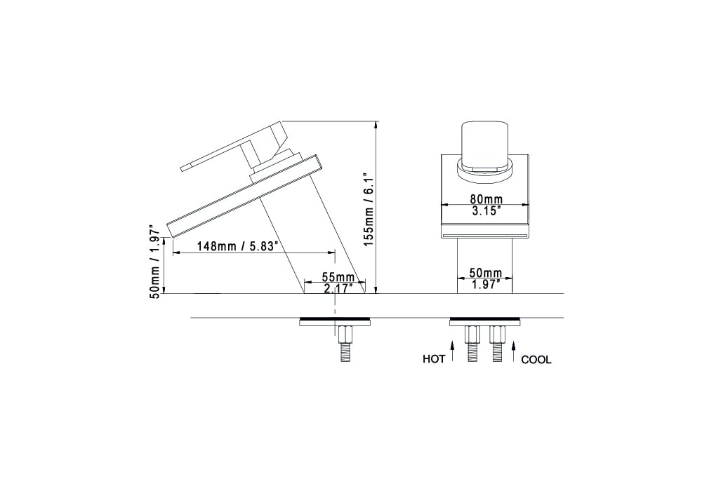 Kenz Waterfall One Hole ORB Bathroom Sink Faucet weights dimensions image