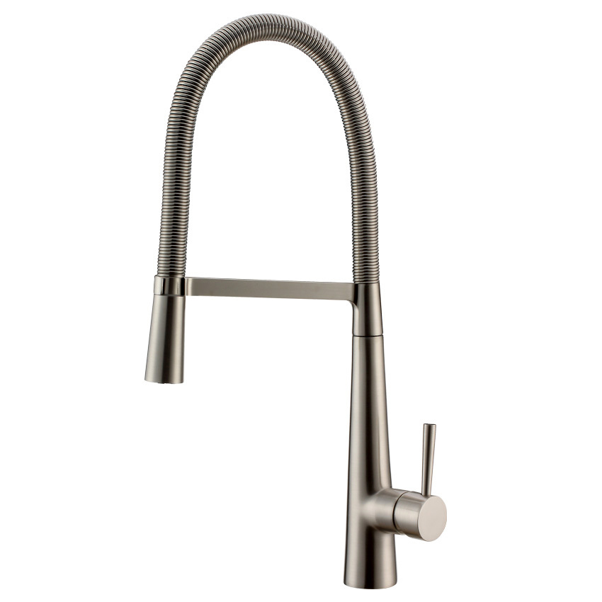 Opula Modern Swing Arm Brushed Nickel Kitchen Faucet window image