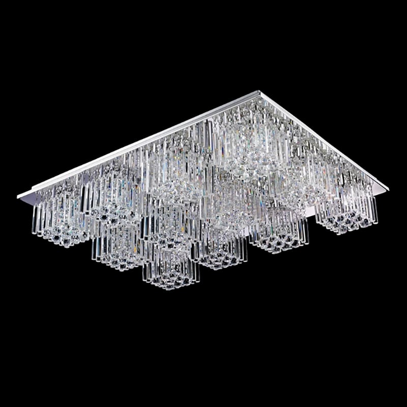 Rectangle Flush Mount Light with Clear Crystal Multiple Cubes window image