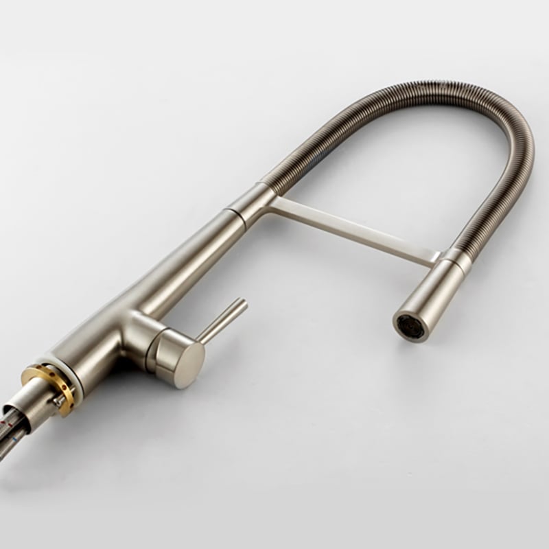 Opula Modern Swing Arm Brushed Nickel Kitchen Faucet window image