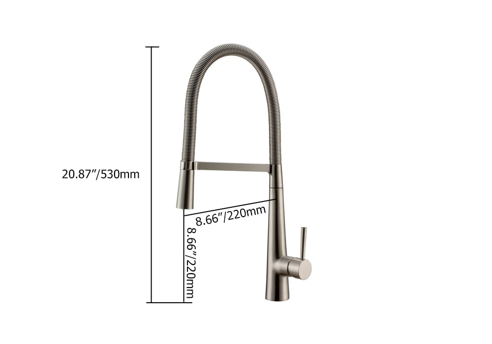 Opula Modern Swing Arm Brushed Nickel Kitchen Faucet weights dimensions image