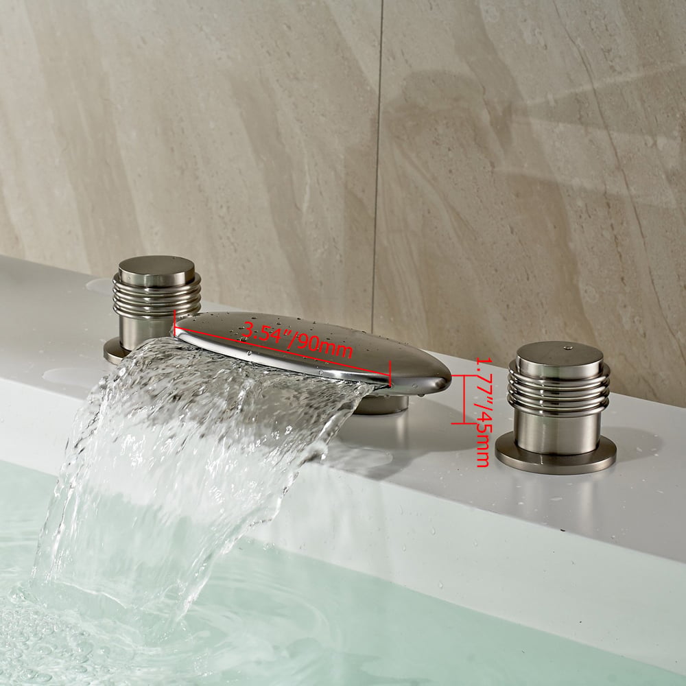 Clam Widespread LED Waterfall Two Handles Brushed Nickel Bathroom Faucet weights dimensions image