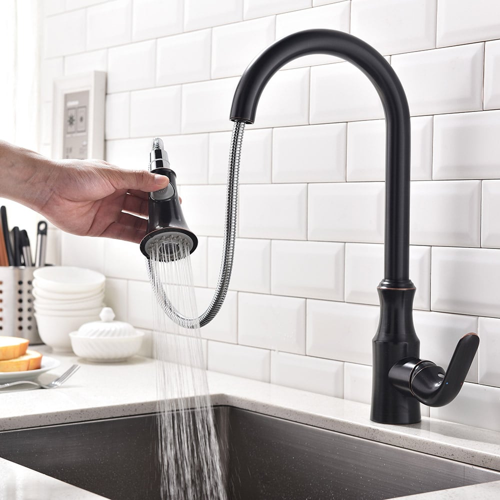 Ethan Contemporary Dual Pull-Out Sprayer 1-Hole Kitchen Faucet with Single Handle window image