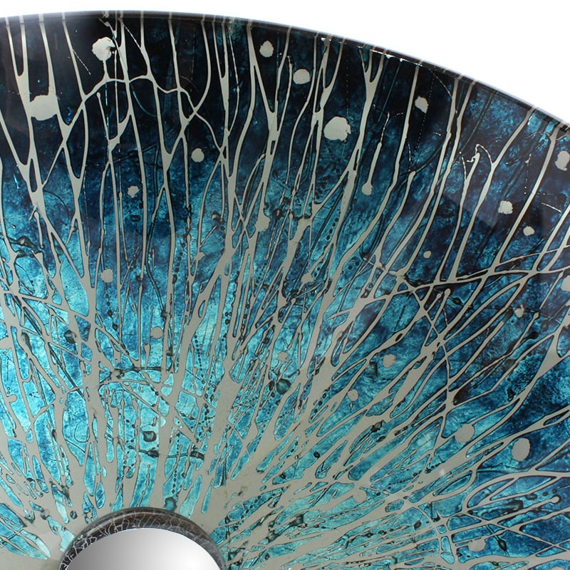 Modern Blue Hand Painted Tempered Glass Vessel Sink for Bathroom window image