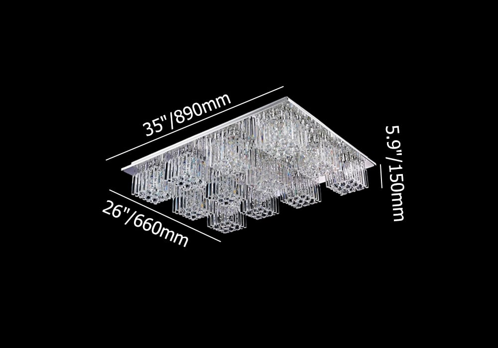 Rectangle Flush Mount Light with Clear Crystal Multiple Cubes weights dimensions image