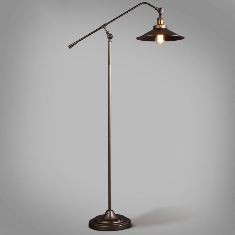 1-Light Industrial Adjustable Swing Arm Floor Lamp Black window image