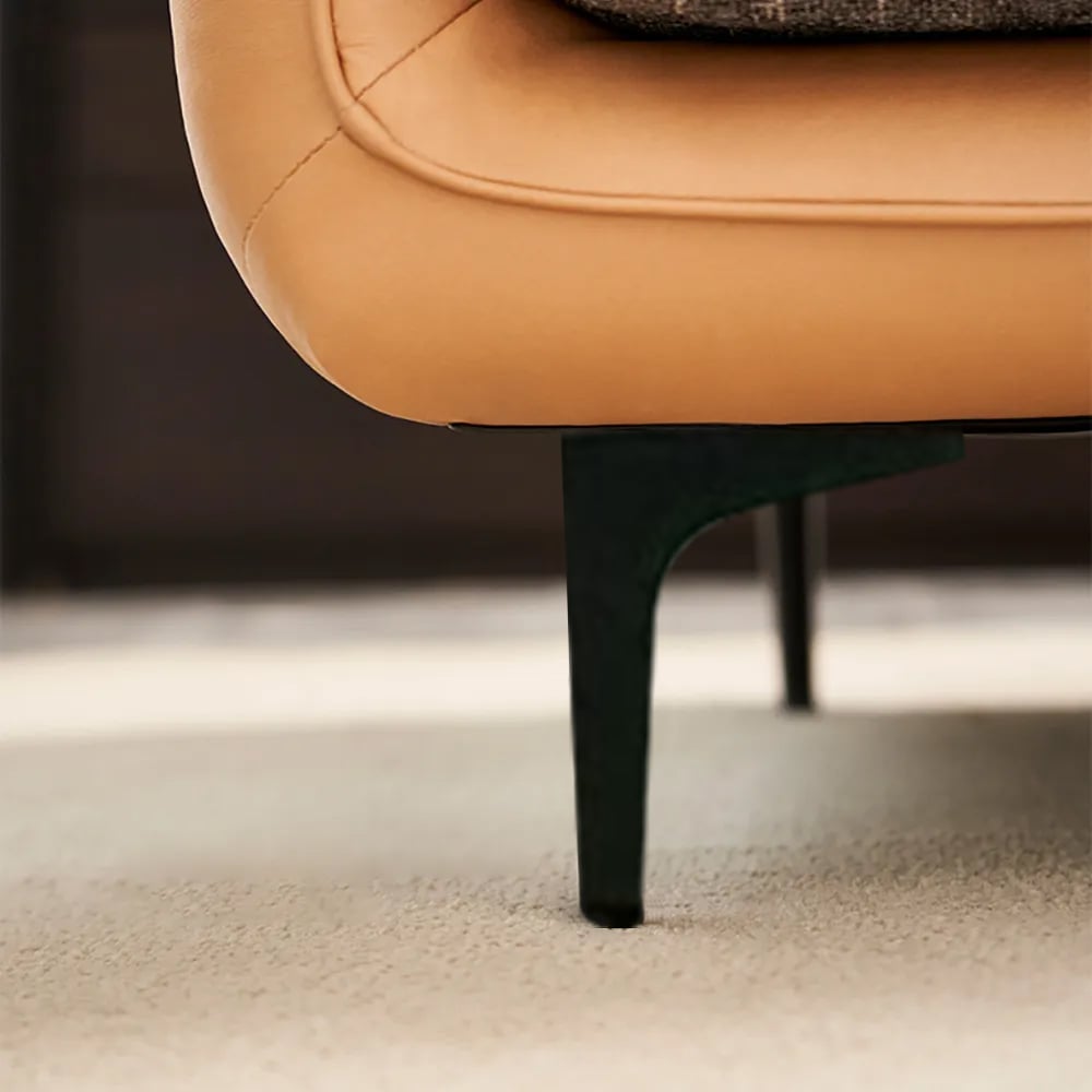 Canapé d'angle moderne gris et orange en forme de L avec chaise longue 2830 mm image de fenêtre