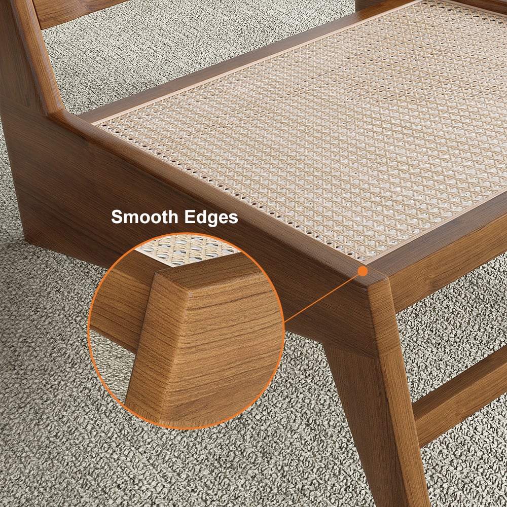 Walnut Rattan Ash Wood Lounge Accent Chair window image