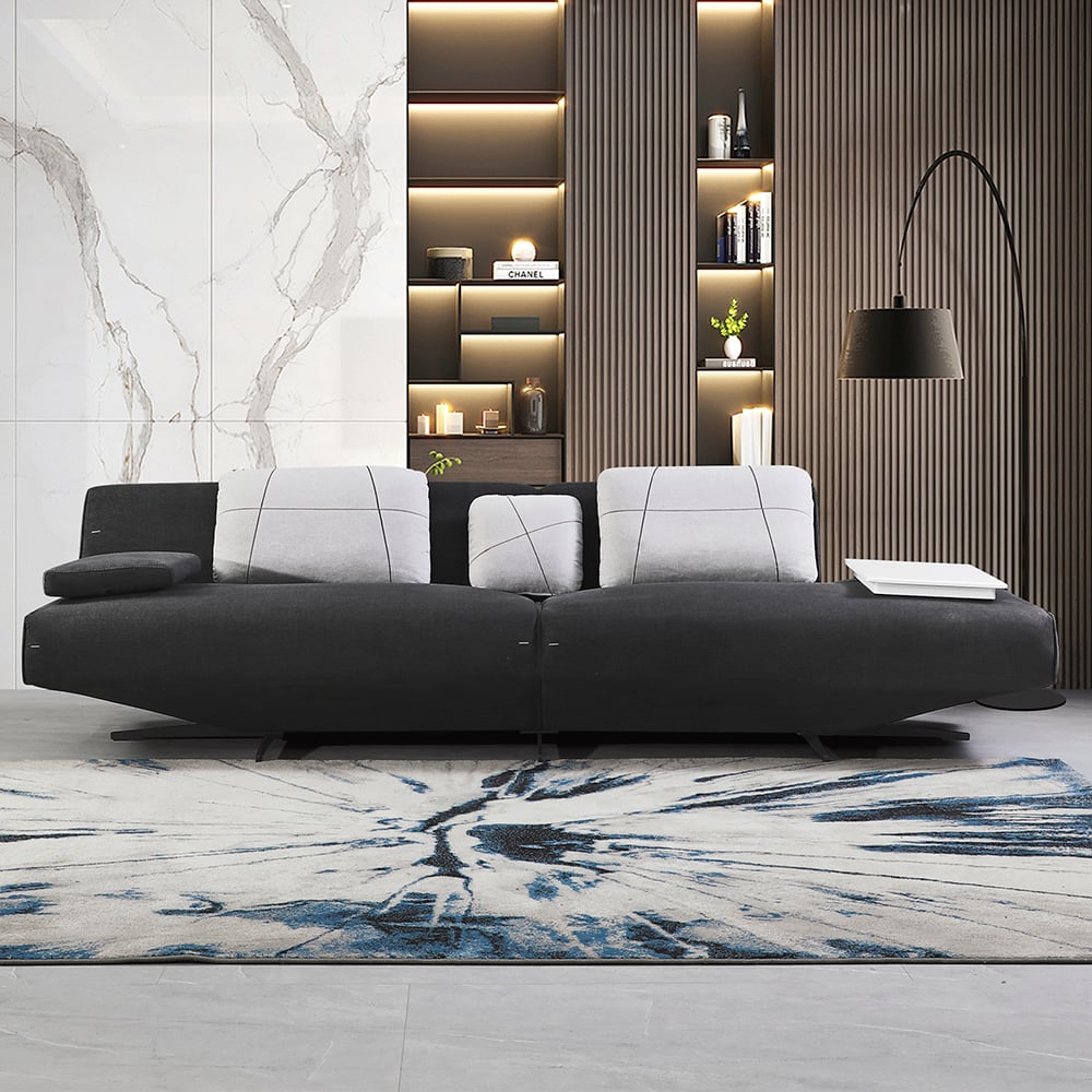 2580mm Deep Grey Modular Armless 4 Seaters Sofa Linen Upholstery for Living Room window image