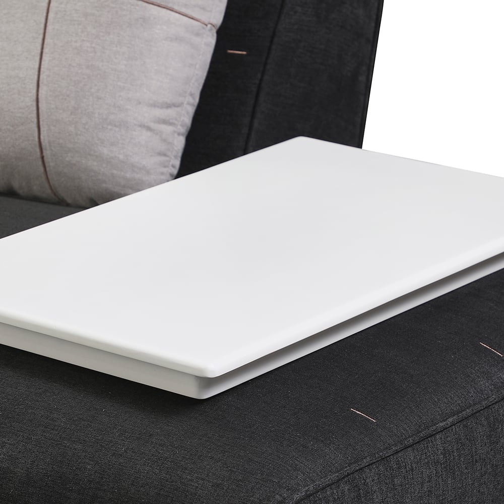 2580mm Deep Grey Modular Armless 4 Seaters Sofa Linen Upholstery for Living Room window image