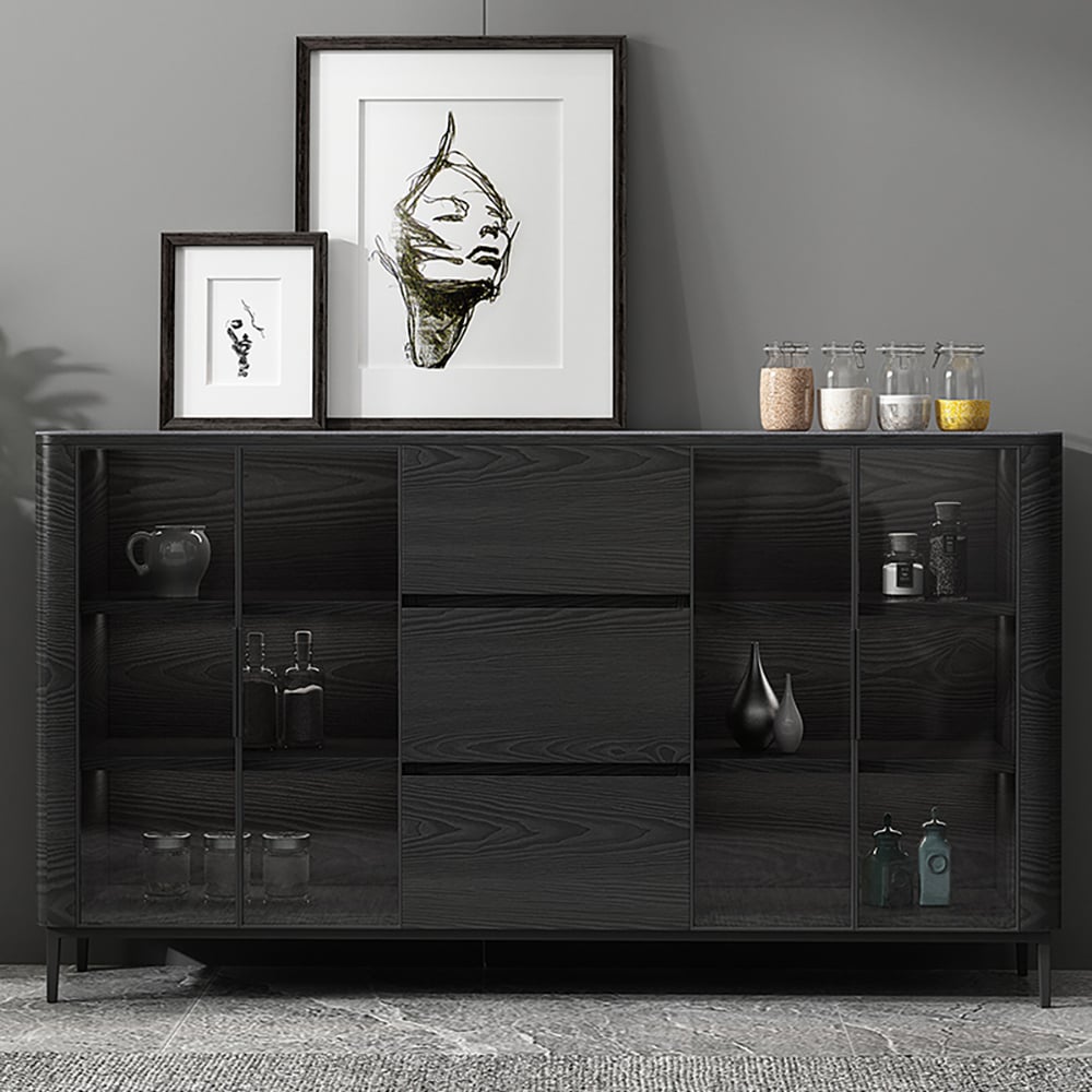 Black Sideboard Buffet Cabinet with Storage & Doors window image