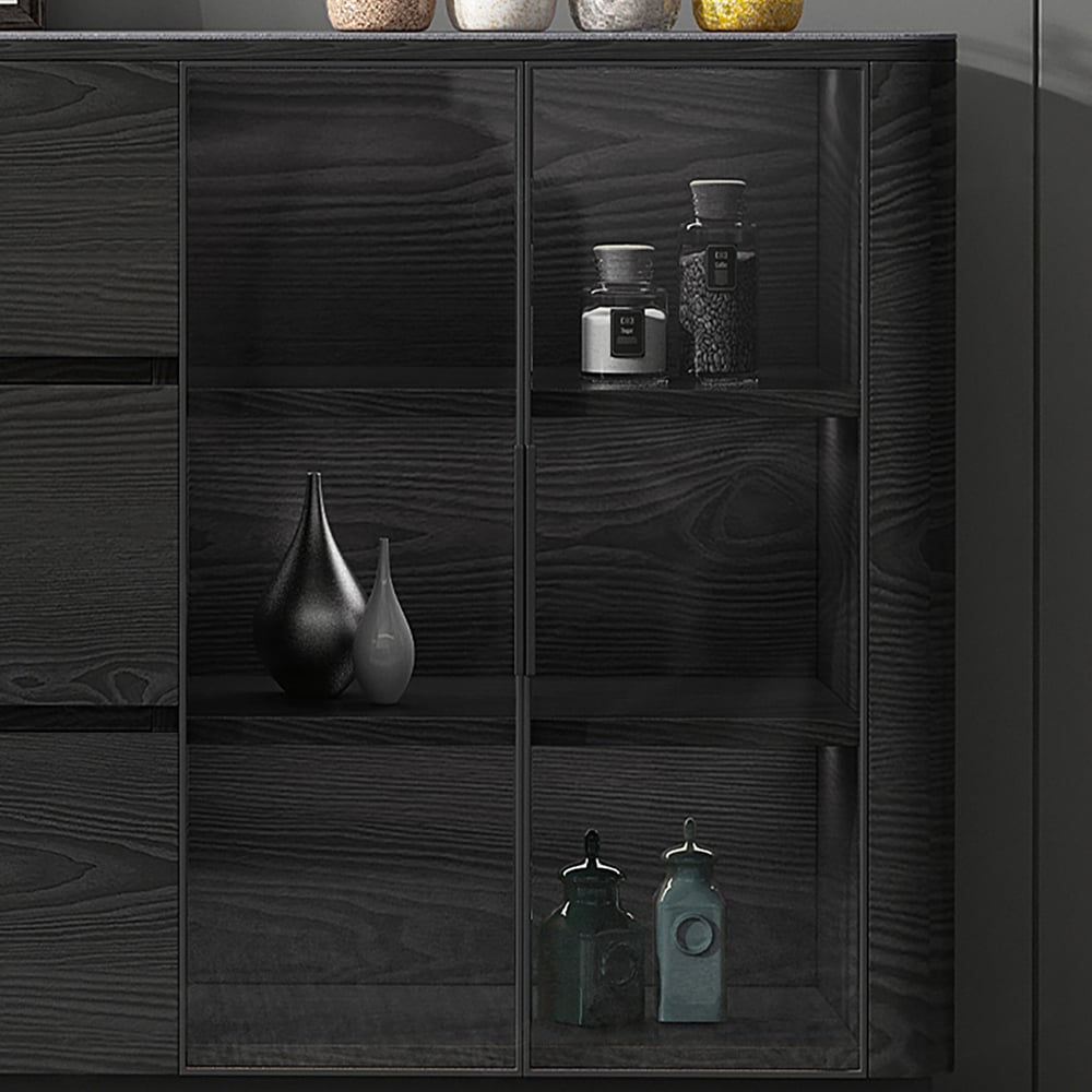 Black Sideboard Buffet Cabinet with Storage & Doors window image