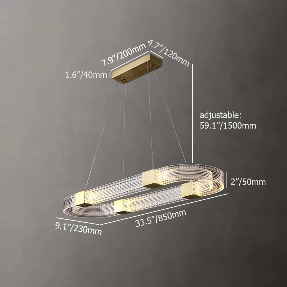 Modern Ring Acrylic Island Light Suspension Light with Adjustable Cables weights dimensions image