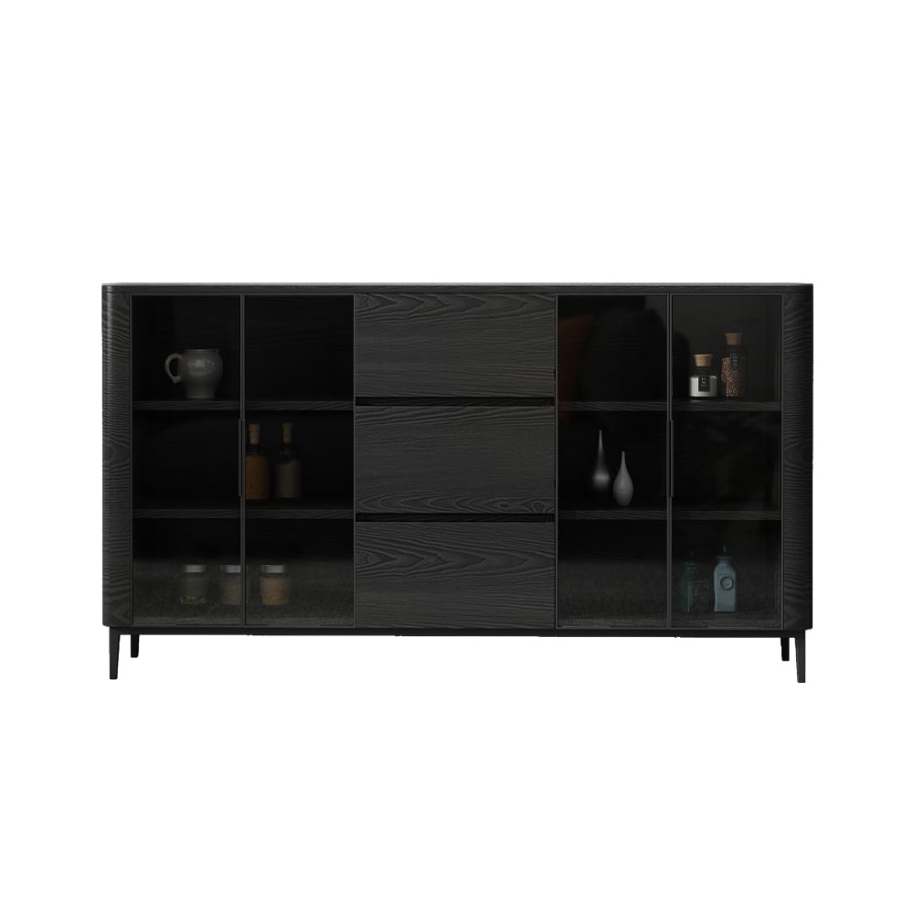 Black Sideboard Buffet Cabinet with Storage & Doors window image