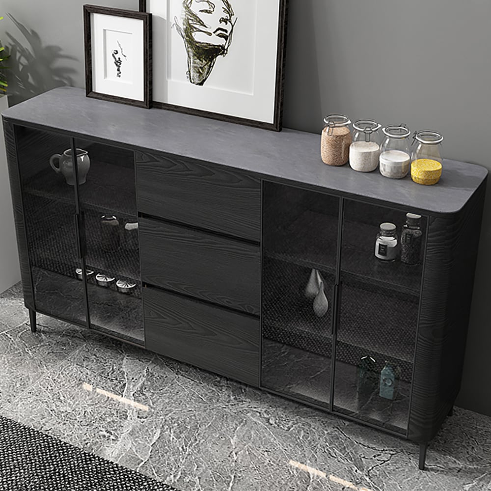 Black Sideboard Buffet Cabinet with Storage & Doors window image