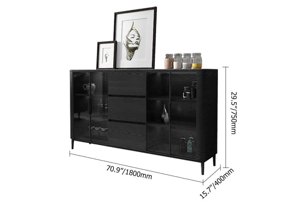 Black Sideboard Buffet Cabinet with Storage & Doors weights dimensions image