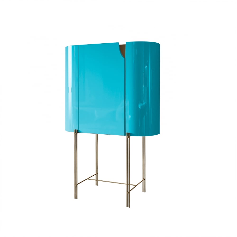 Modern Freestanding Green Sintered Stone Top Display Cabinet with 1 Door window image