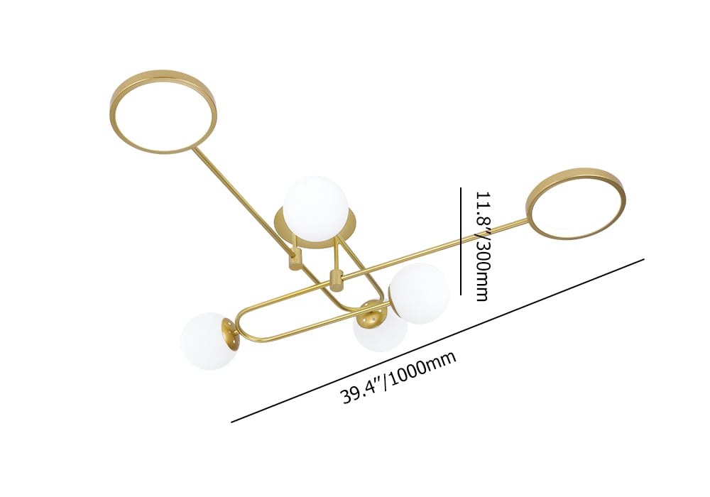 Modern Linear 6-Light Semi-Flush Mount 40W Warm White Light Lighting weights dimensions image