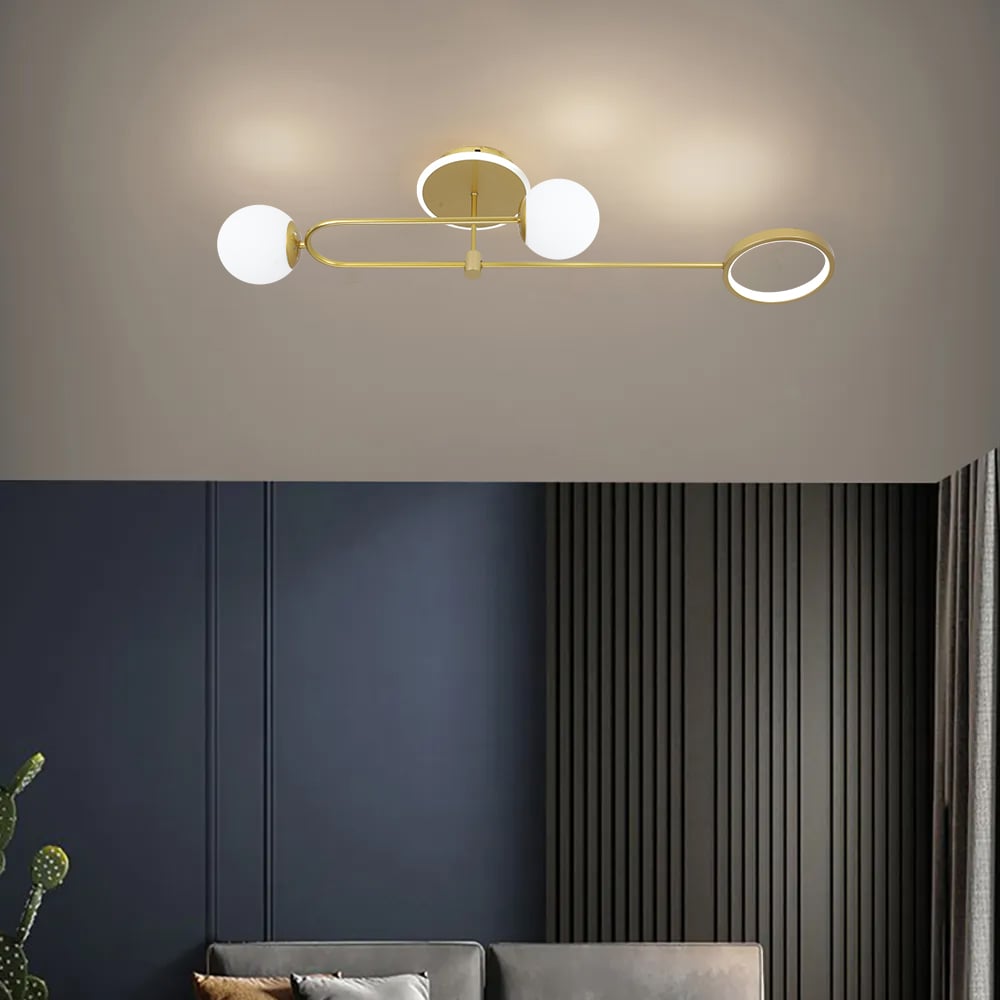 Modern Linear 3-Light Semi-Flush Mount 40W Warm White Light Lighting window image