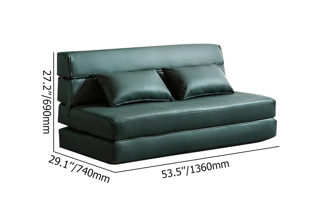 1360mm Leath-aire Sleeper Sofa in Green with Tight Back Convertible Sofa weights dimensions image