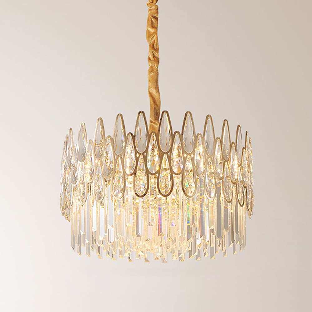 Ketose Modern Gold 10-Light Crystal Chandelier with Adjustable Chain window image