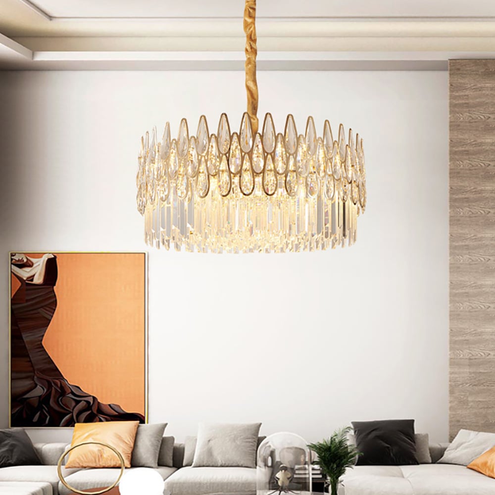 Ketose Modern Gold 10-Light Crystal Chandelier with Adjustable Chain window image