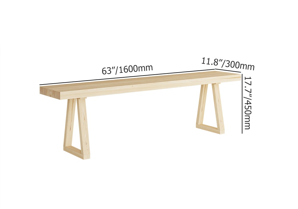 Farmhouse Wood Dining Bench in Natural Set of 2 weights dimensions image