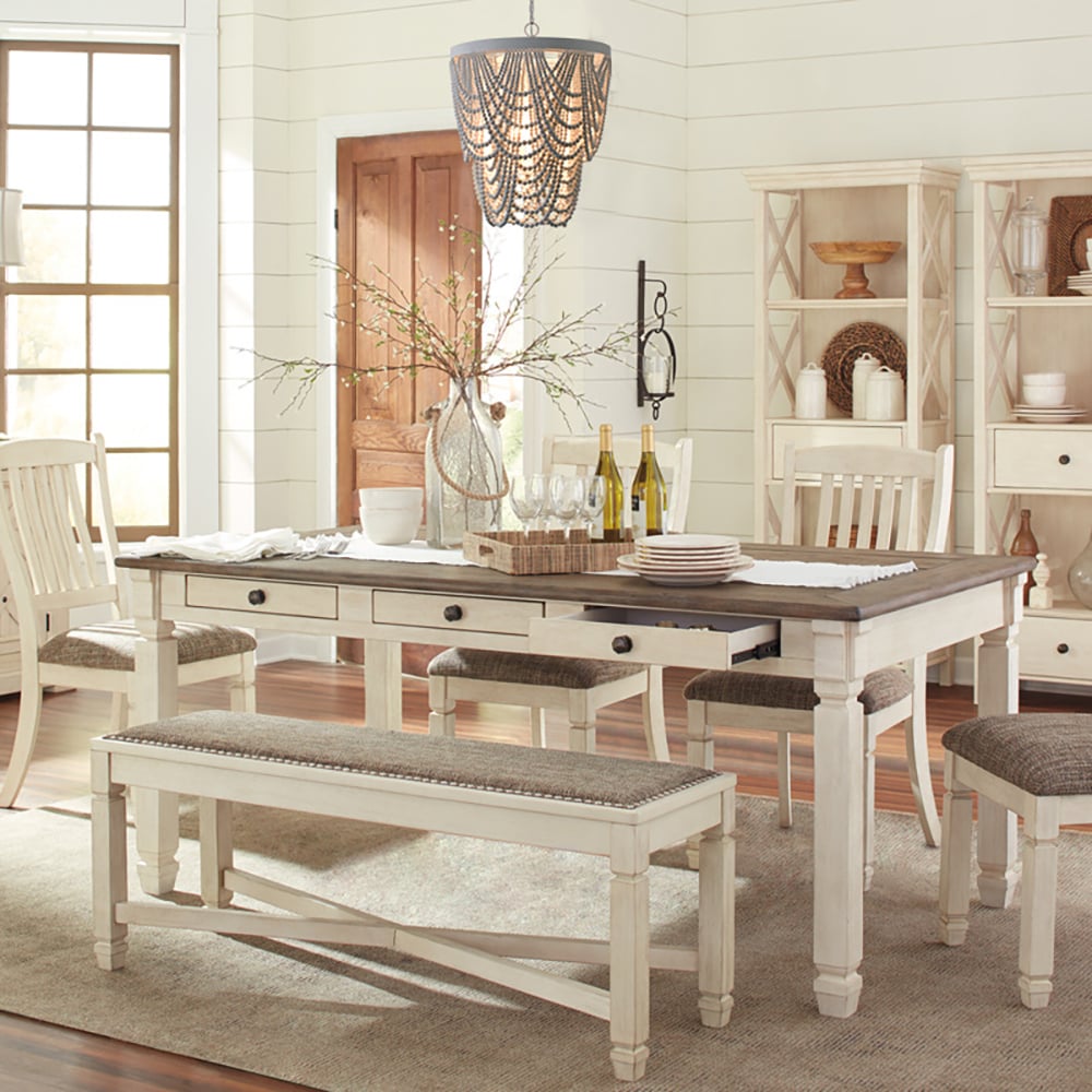 Rustic Farmhouse Wooden Bead Cascade 3-Light Chandelier in White window image