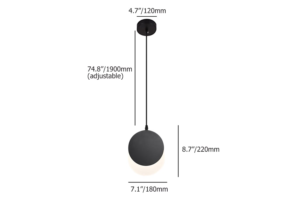Zwarte hanglamp draaibaar 1-licht klein hanglicht verstelbare hoogte Afbeelding met gewichten en afmetingen