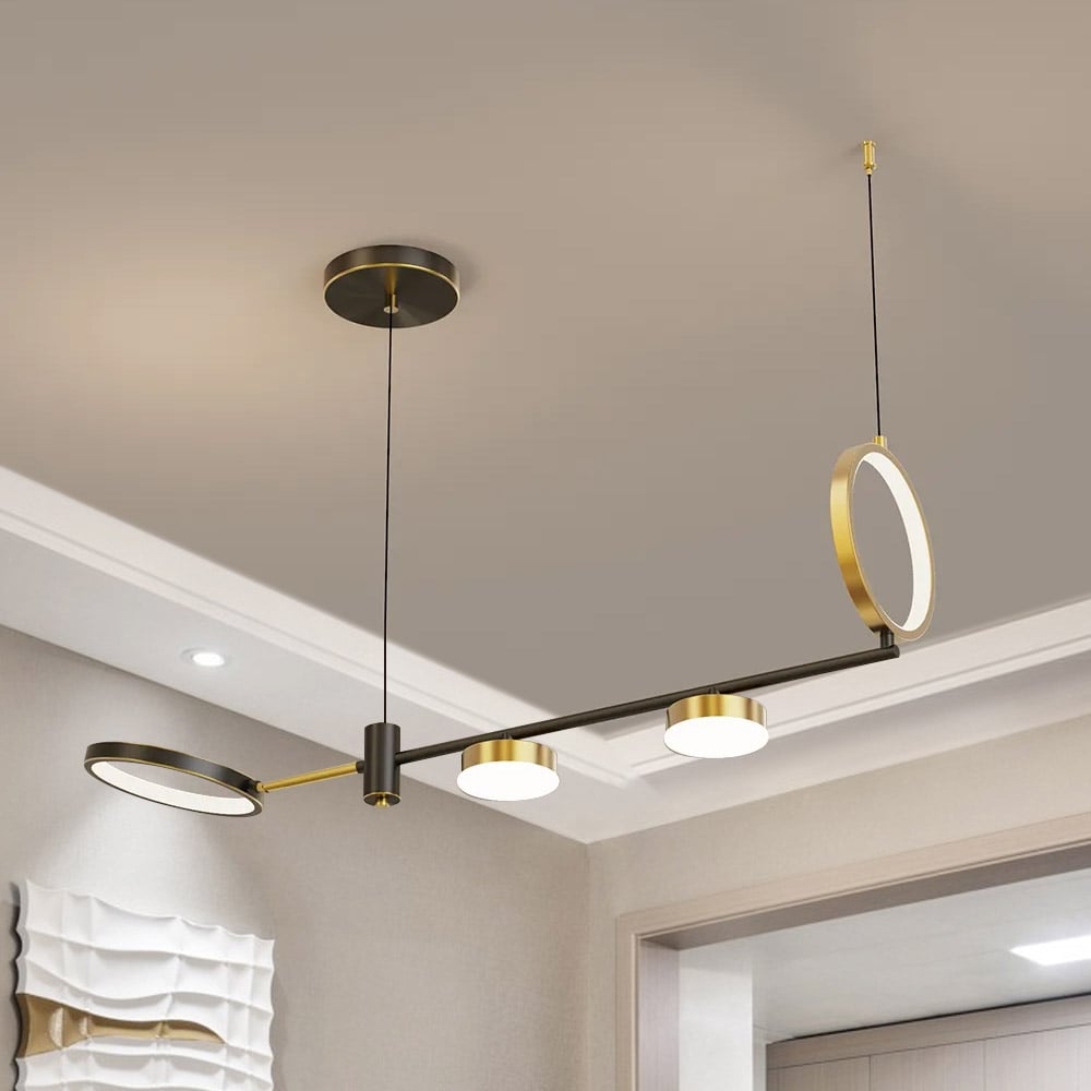 Modern Linear Kitchen Island Light Black & Gold with Rotating LED Light window image