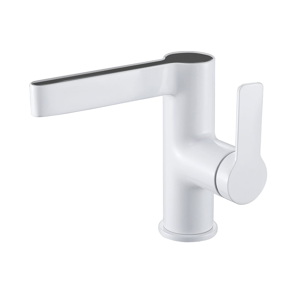 Modern White Single Hole Bathroom Basin Tap Intelligence Temperature Digital Display window image