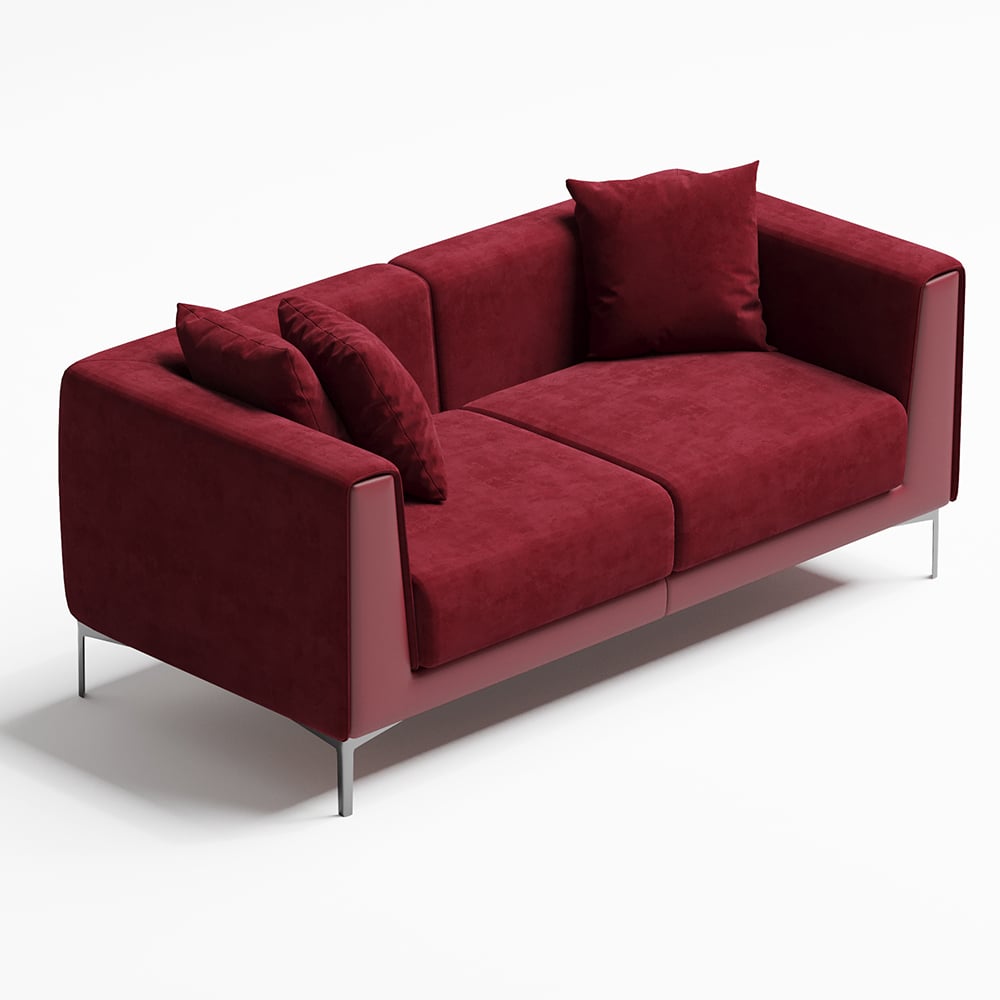 65" Wine Red Modern Modular Velvet Living Room Deep Sofa for 2 Seaters window image