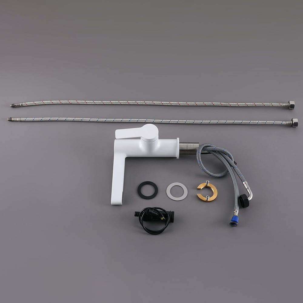 Modern White Single Hole Bathroom Basin Tap Intelligence Temperature Digital Display window image